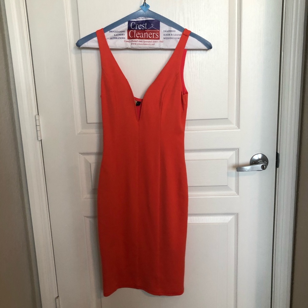 Coral mid length dress